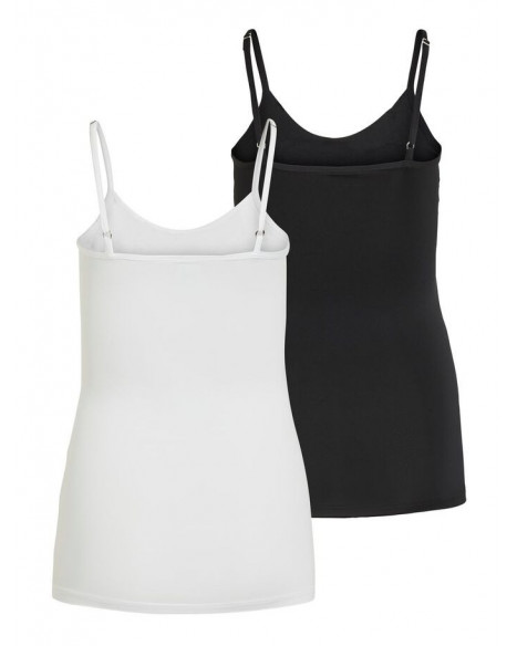 VILA VISURFACE STRAP TOP - BLACK & OPTICAL SNOW