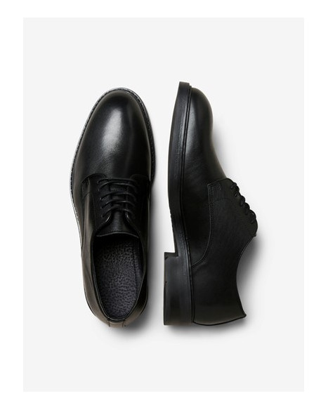 SELECTED BLAKE LEATHER DERBY SHOE - BLACK
