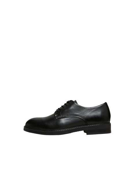 SELECTED BLAKE LEATHER DERBY SHOE - BLACK