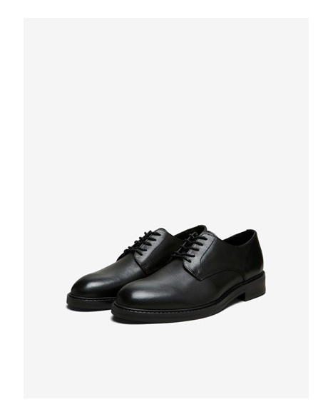 SELECTED BLAKE LEATHER DERBY SHOE - BLACK