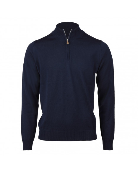 STENSTRÖMS MERINO WOOL HALF ZIP - NAVY