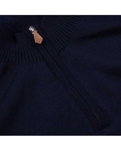 STENSTRÖMS MERINO WOOL HALF ZIP - NAVY