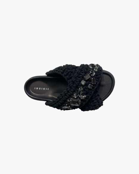 INUIKII WOVEN STONES SLIPPER - TRUE BLACK