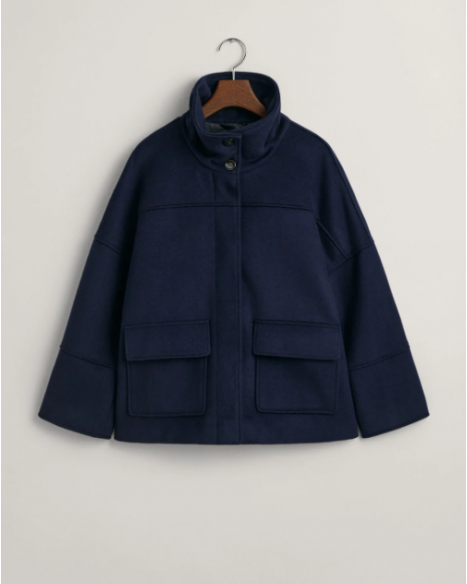 GANT CROPPED WOOL JACKET - EVENING BLUE