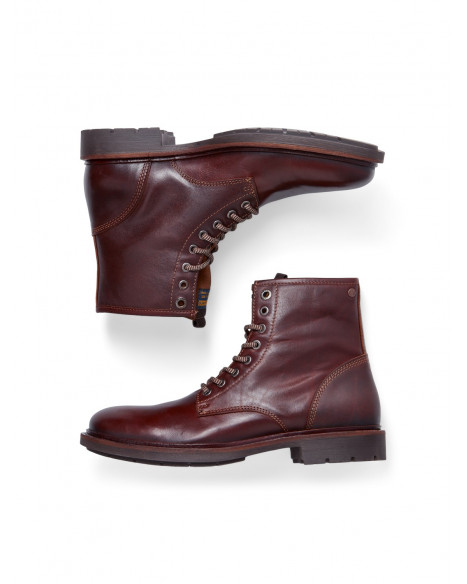 JACK & JONES JFWTANNER LEATHER BOOT SN - BRANDY BROWN