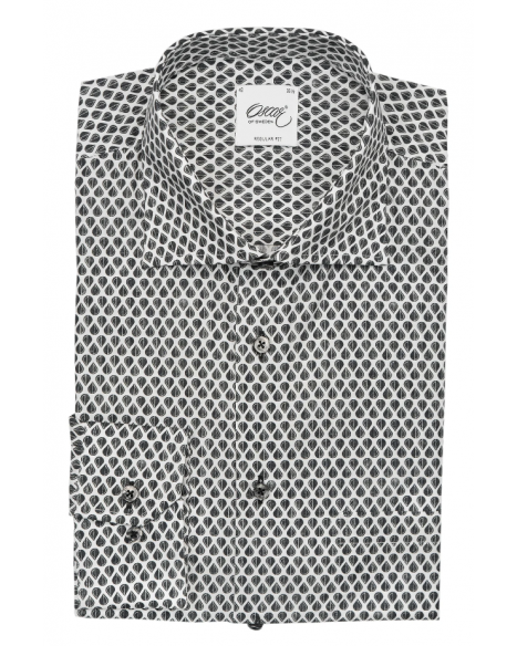 OSCAR OF SWEDEN REGULAR FIT SHIRT - WHITE PRINT
