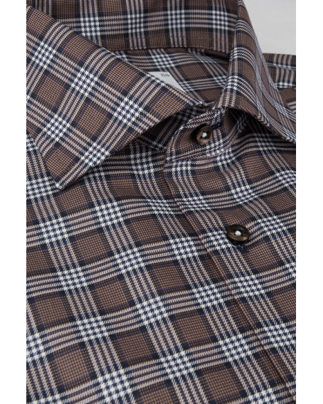 OSCAR OF SWEDEN REGULAR FIT SHIRT - CHESTNUT BROWN CHECK