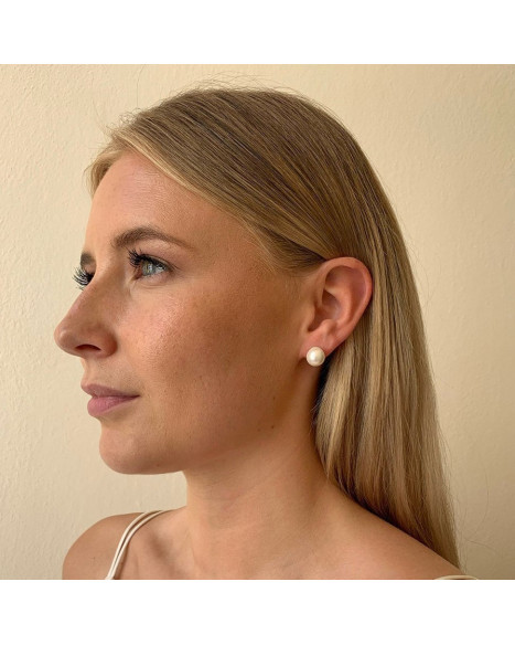 SNÖ OF SWEDEN LANEY PEARL EAR 10 MM -  WHITE