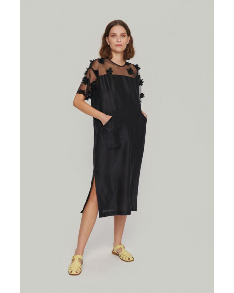 BITTE KAI RAND DRESS FLOATING FLOWERS - BLACK