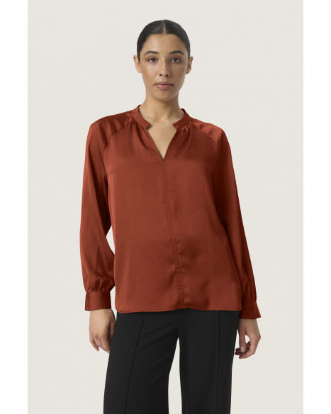 SOAKED SLIOANA BLOUSE LS - RUSSET BROWN