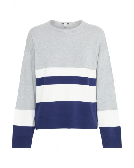 B.YOUBG BYMMORLA STRIPED JUMPER - LIGHT GREY MEL MIX