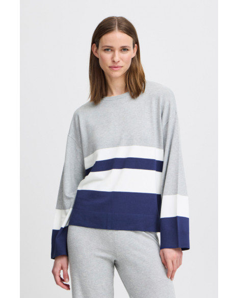 B.YOUBG BYMMORLA STRIPED JUMPER - LIGHT GREY MEL MIX