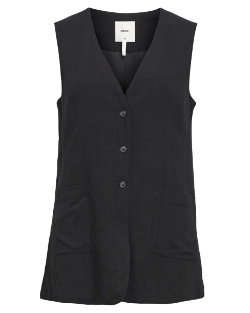 OBJECT SANNE LONG VEST - BLACK