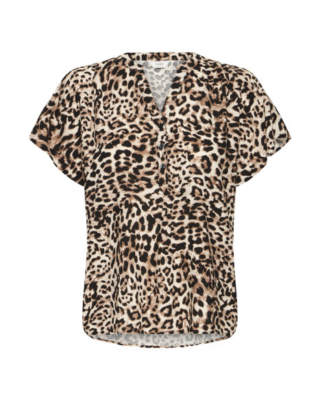 B.YOUNG BYMMJOELLA V-NECK TOP - BIRCH LEOPARD