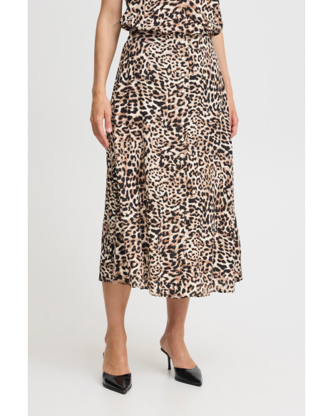 B.YOUNG BYMMJOELLA MIDI SKIRT - BIRCH LEOPARD