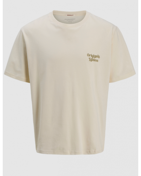 JACK & JONES JORACAPULCO TYPE TEE SS CREW NECK - ANTIQUE WHITE
