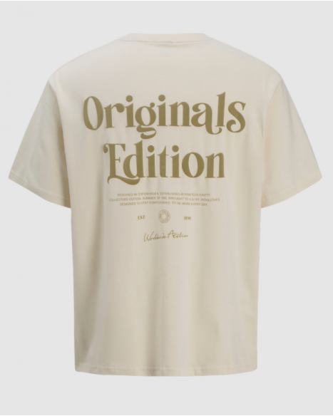 JACK & JONES JORACAPULCO TYPE TEE SS CREW NECK - ANTIQUE WHITE