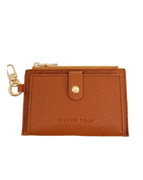 IN SUNNY MOOD CARD HOLDER COIN ZIP PURSE - BROWN/GOLD