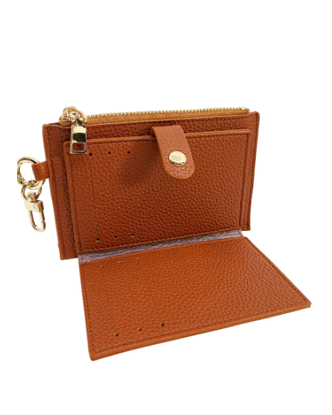 IN SUNNY MOOD CARD HOLDER COIN ZIP PURSE - BROWN/GOLD
