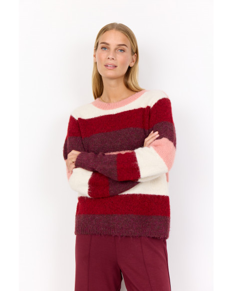 SOYA SC-ILENE 3 PULLOVER-K - DARK RED MEL COMBI