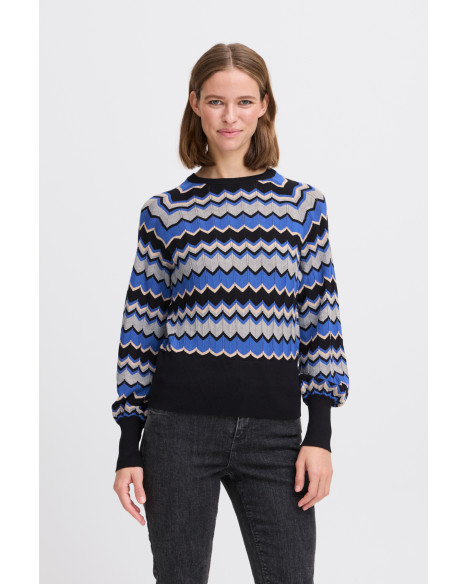 B.YOUNG BYMMORLA ZIGZAG JUMPER - BLUE QUARTS MIX