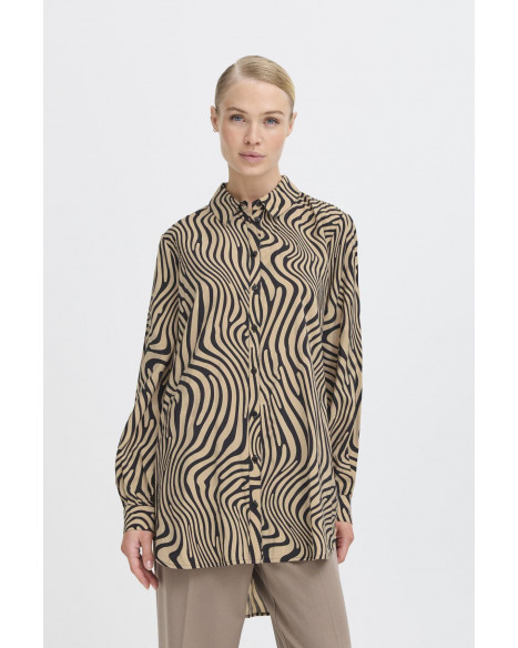 B.YOUNG BYHELVIG LONG SHIRT - HUMUS ANIMAL MIX