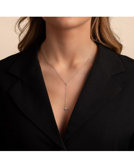 SNÖ OF SWEDEN STELLARIS DROP DOWN NECKLACE 45 - SILVER