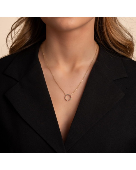 SNÖ OF SEDEN SPRINKLES CIRCLE PENDANT NECKLACE 45 CM - GOLD