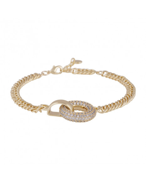 SNÖ OF SWEDEN LIZ BIG DOUBLE RING CRYSTAL BRACELET - GOLD
