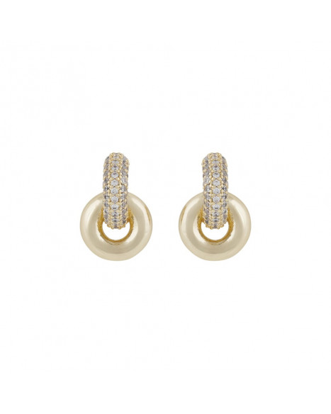SNÖ OF SWEDEN LIZ DOUBLE RING CRYSTAL PIN EARRING - GOLD