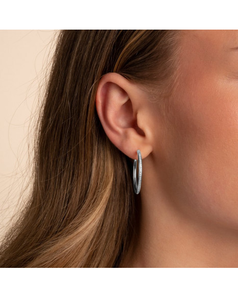 SNÖ OF SWEDEN ESSENTIAL AMSTERDAM CRYSTAL EARRINGS 30 - SILVER