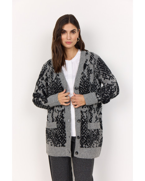 SOYA CONCEPT  SC-VENDI 3 CARDIGAN - MED. GREY MELANGE COMBI