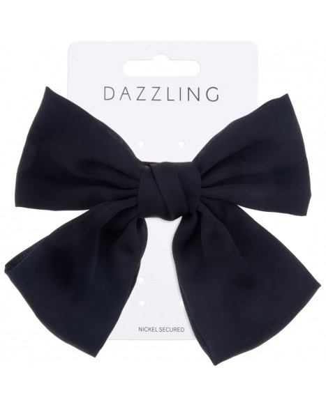DAZZLING BARETTE SATIN BOW - BLACK
