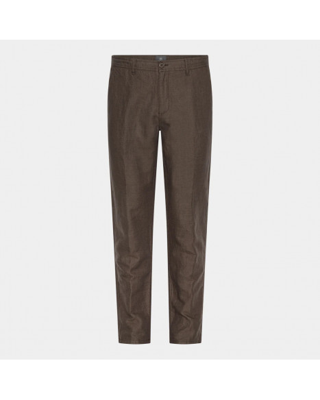 LESS WORRIES LINEN MIX PANTS - CHOCOLATE