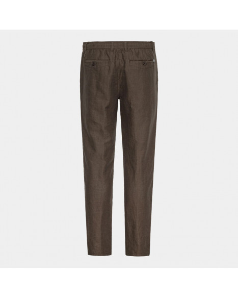 LESS WORRIES LINEN MIX PANTS - CHOCOLATE