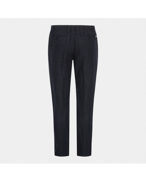 LESS WORRIES LINEN MIX PANTS - NAVY