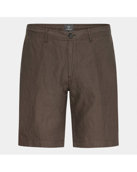 LESS WORRIES LINEN MIX SHORTS - CHOCOLATE