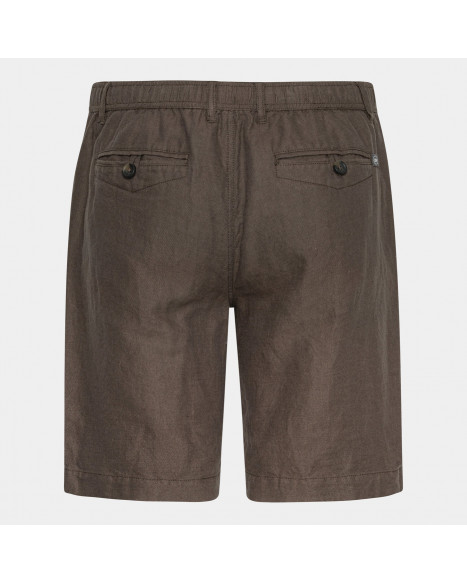 LESS WORRIES LINEN MIX SHORTS - CHOCOLATE