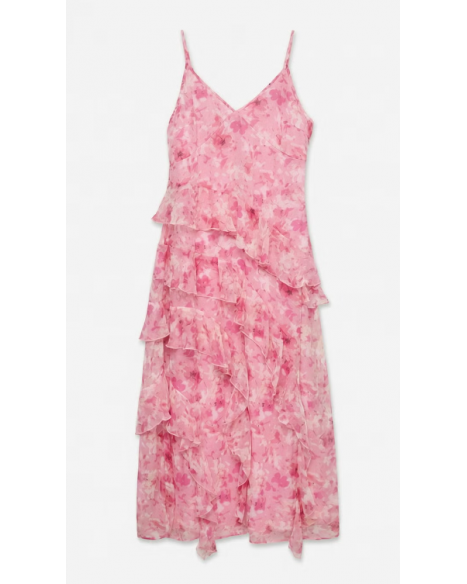 VERO MODA SMILLA LONG FRILL DRESS - ROSE SHADOW