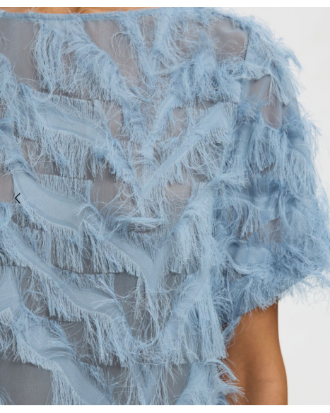 SELECTED FEMME SLFMYLINE SS BOAT NECK TOP B - DUSTY BLUE