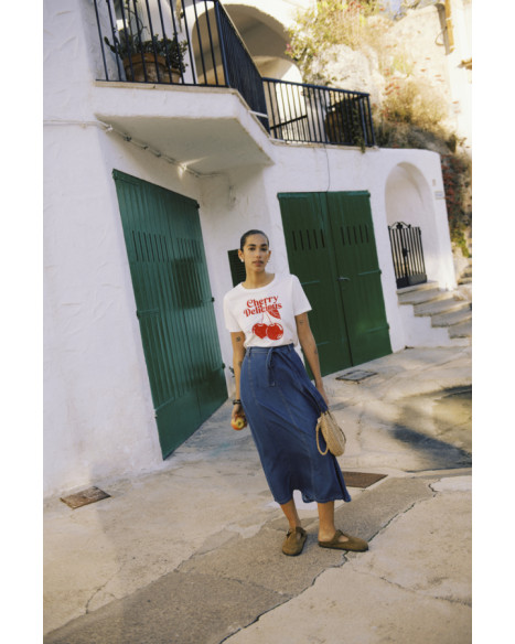 B.YOUNF BYKOSMO WIDE SKIRT 2 - MID BLUE DENIM