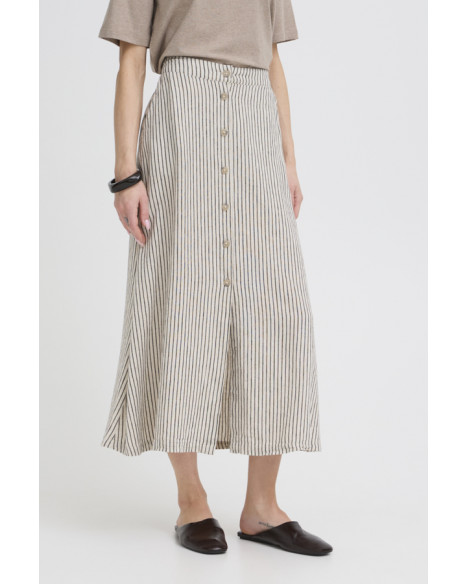 B.YOUNG BYFALAKKA BUTTON SKIRT - RAINY DAY STRIPE