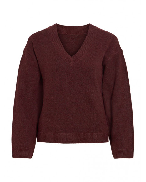 VILA VIGLA L/S REV V-NECK KNIT TOP