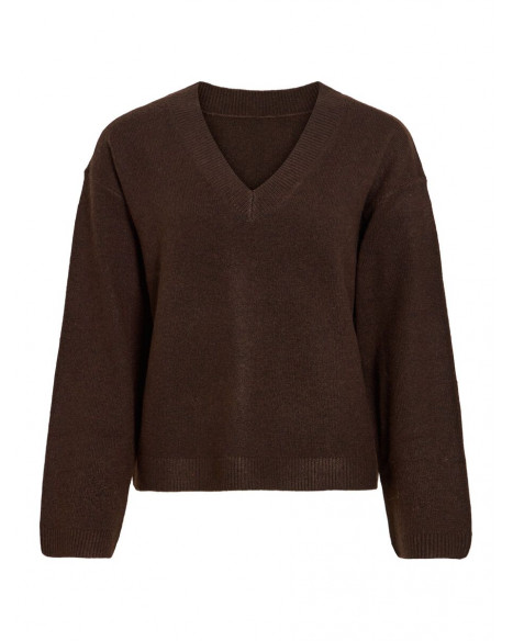 VILA VIGLA L/S REV V-NECK KNIT TOP