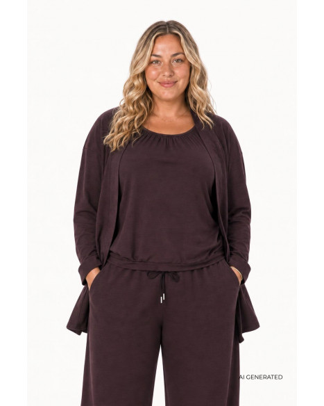 WASABI WA-SABINA 23 CARDIGAN-J - CHOCOLATE PLUM